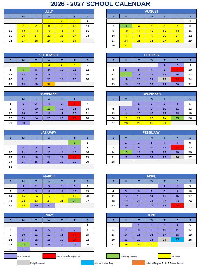 School Calendar 2026/2027 | Chilliwack School District #33